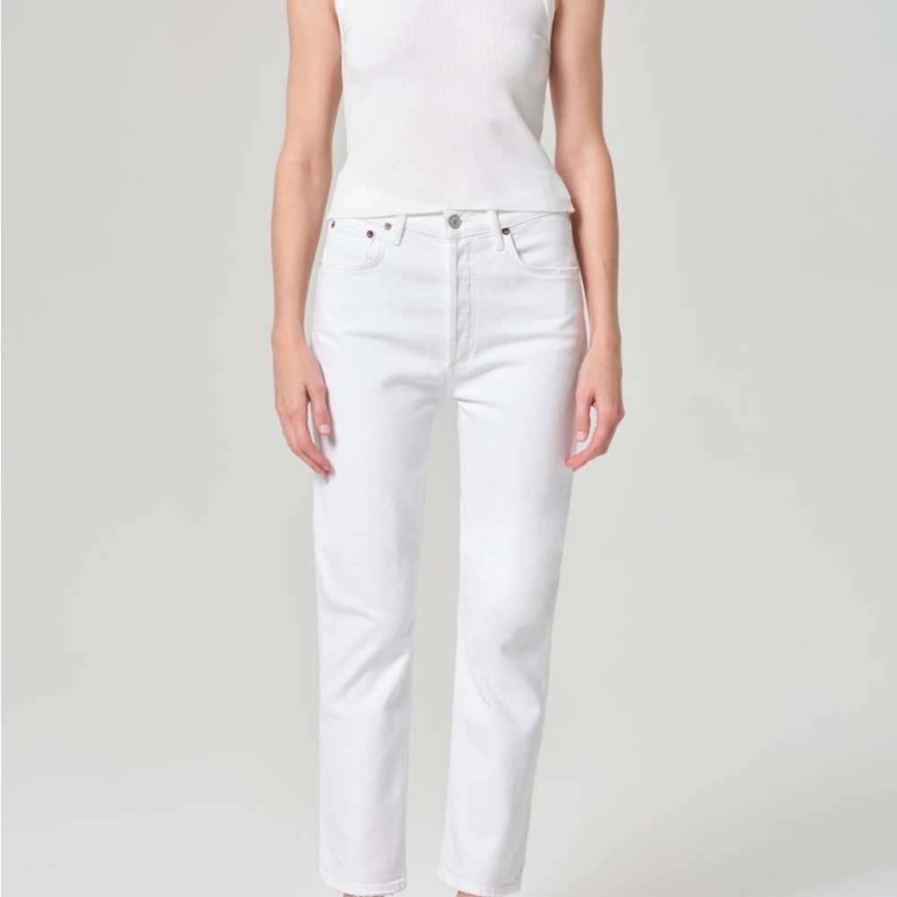 AGOLDE Riley High Rise Straight Jeans – White – Size 31